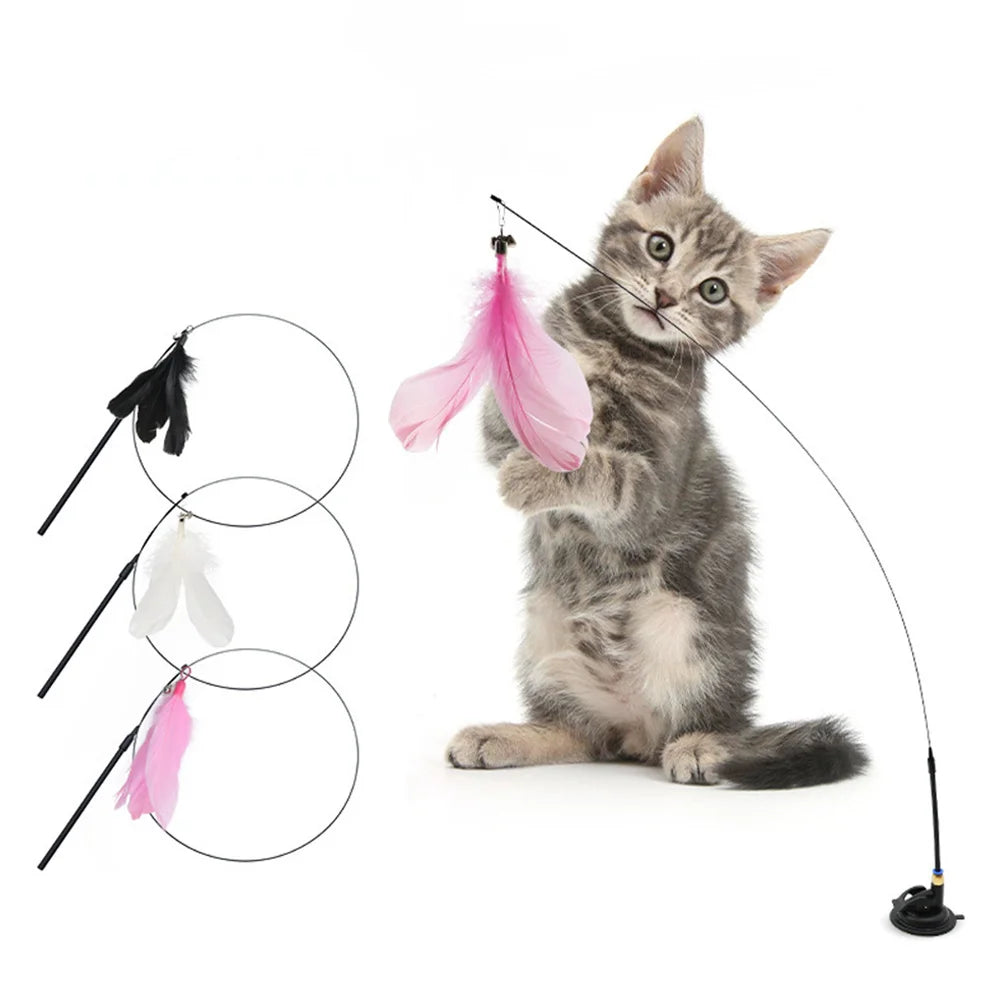 Juguete Interactivo con Plumas y Ventosa para Gatos