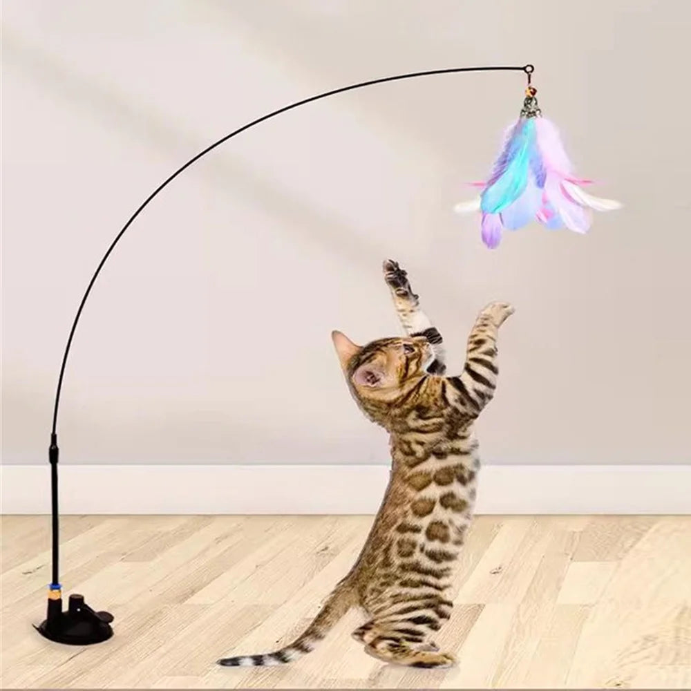 Juguete Interactivo con Plumas y Ventosa para Gatos