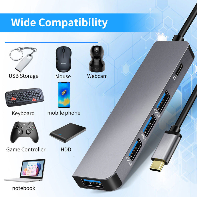 Hub USB-C 4 en 1 con USB 3.0 y Carga PD 100W