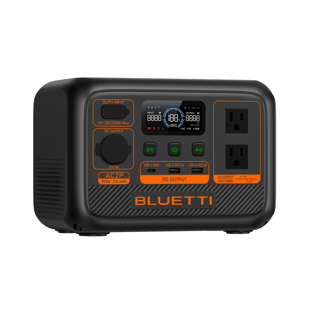 BLUETTI AC2P Portable Power Station 230.4Wh LiFePO4 Battery, 300W AC Output, Fast Charging & App Control