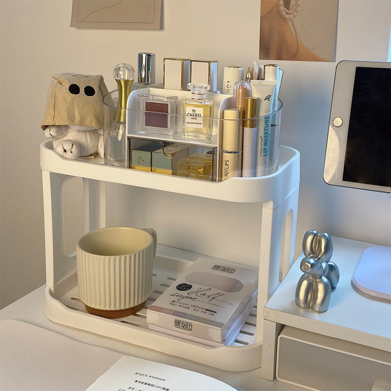Organizador de Maquillaje de Escritorio de Dos Niveles