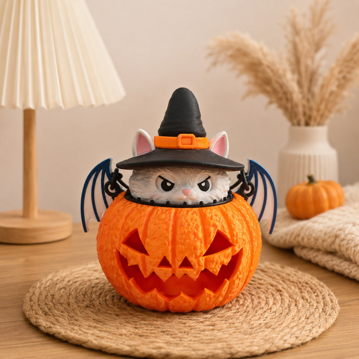 Lámpara LED Decorativa Gato Calabaza de Halloween