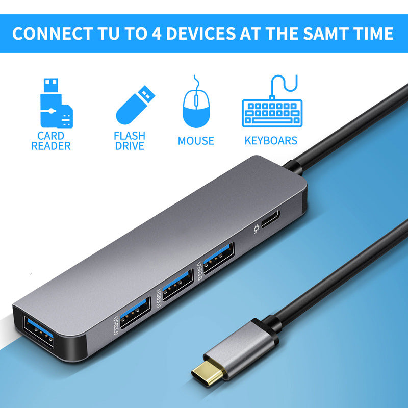 Hub USB-C 4 en 1 con USB 3.0 y Carga PD 100W