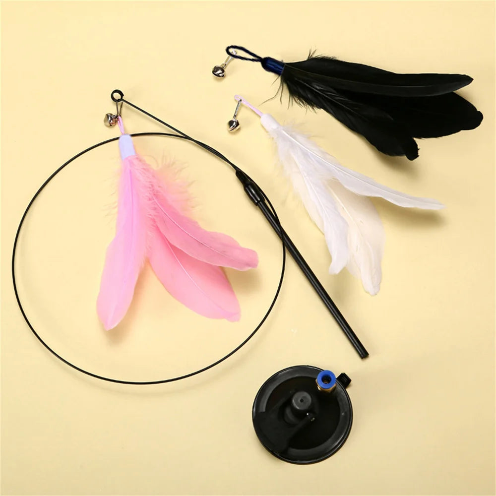 Juguete Interactivo con Plumas y Ventosa para Gatos