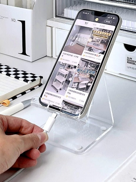 Soporte Acrílico Transparente para Celular de Escritorio