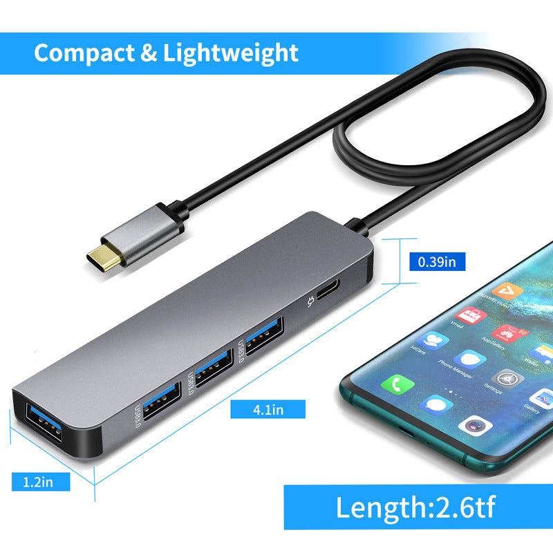 Hub USB-C 4 en 1 con USB 3.0 y Carga PD 100W